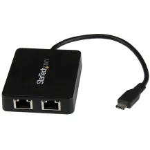 StarTech.com Adattatore di Rete USB-C a doppia uscita Ethernet Gigabit con porta USB tipo-A [US1GC301AU2R]
