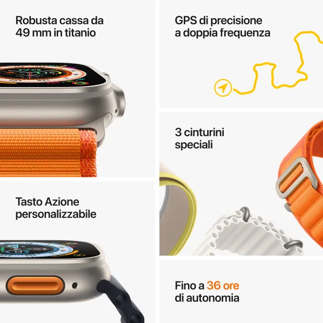 Smartwatch Apple Watch Ultra GPS + Cellular, 49mm Cassa in Titanio con Cinturino Alpine Loop Galassia - Medium [MQFR3TY/A]