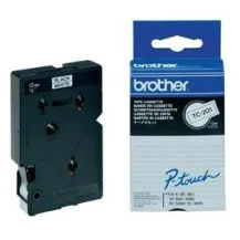 Brother Gloss Laminated Labelling Tape - 12mm, Black/White, 10-pk nastro per etichettatrice TC [TC201A]