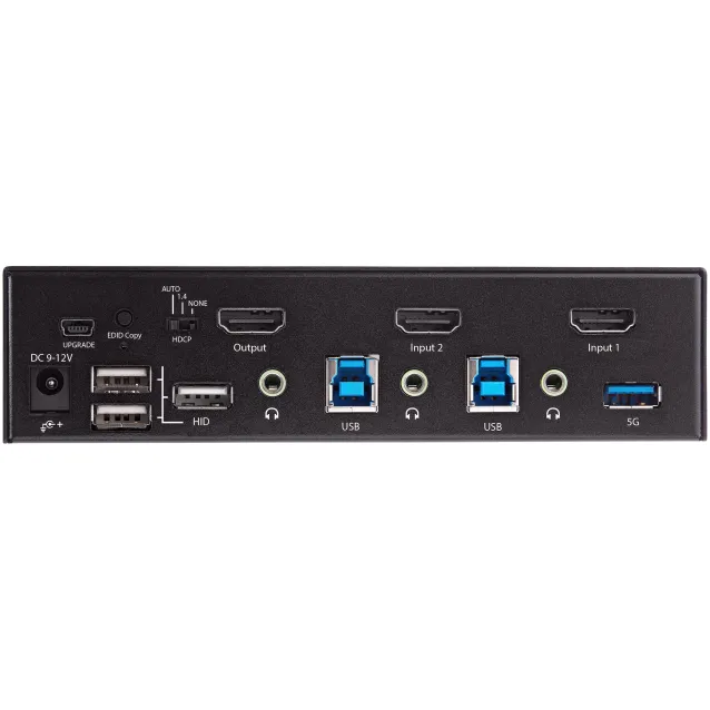 StarTech.com KVM Switch HDMI a 2 porte - Monitor singolo 4K 60Hz Ultra HD HDR 2.0 per PC con USB 3.0 Hub (5Gbps) e 4x HID, Audio Commutazione tasti rapidi Conforme allo standard TAA [SV231HU34K6]