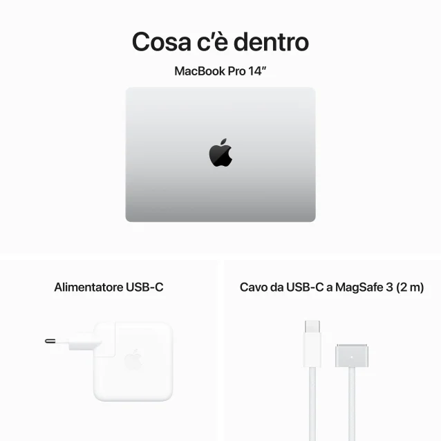Notebook Apple MacBook Pro 14'' M3 Max chip con 14‑core CPU e 30‑core GPU, 1TB SSD - Argento [MRX83T/A]