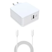 CoreParts W126258204 adattatore e invertitore Interno 60 W Bianco (USB-C Power Adapter White - 60W 20V3A [USB-C output] 5V 2.4A [USB with 1meter USB-C to Cable for New Macbooks and all Warranty: 12M) [MBXUSBC-AC0015]