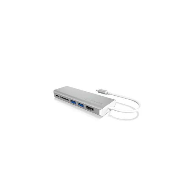 ICY BOX IB-DK4034-CPD Cablato USB 3.2 Gen 1 [3.1 1] Type-C Argento, Bianco (IcyBox 6 in Travel Dock) [IB-DK4034-CPD]