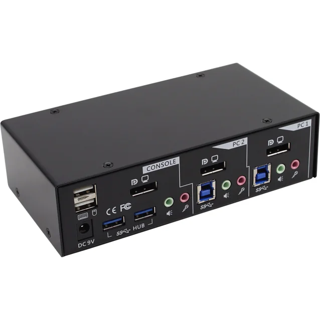 InLine KVM Switch, 2 porte, USB 3.0 DisplayPort, Audio, Hub [63622I]