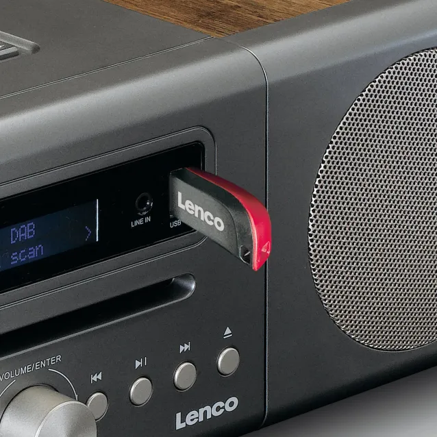 Lenco MC-175SI set audio da casa Microsistema per la 40 W Argento, Legno [MC-175]