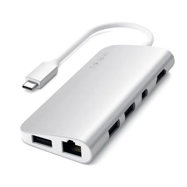 Satechi - Adattatore Multiporta e Lettore Schede (micro) SD - USB-C -  Argento