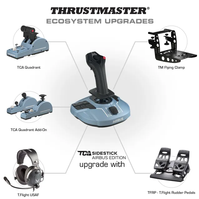 Thrustmaster TCA Sidestick Airbus edition Nero, Blu USB Joystick PC [2960844]