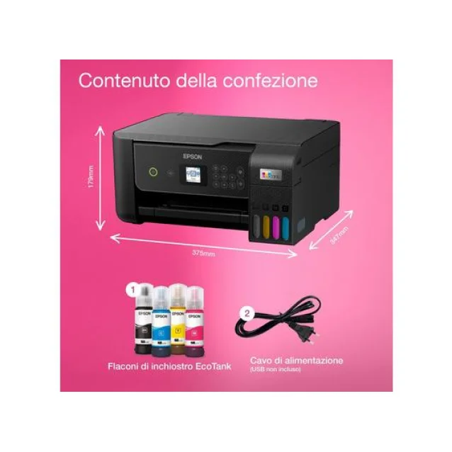 SCOPRI LE OFFERTE ONLINE SU Multifunzione Epson EcoTank ET-2870 Ad  inchiostro A4 5760 x 1440 DPI 33 ppm Wi-Fi [C11CJ66421]