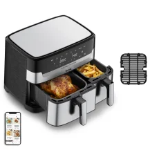 Tefal Dual Easy Fry & Grill EY905D Doppia 8,3 L Indipendente 2700 W Friggitrice ad aria calda Acciaio inox [EY905D10]