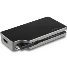 StarTech.com Adattatore video multiporta USB-C portatile 5-in-1 - 4K 60Hz UHD USB tipo C a HDMI 2.0, Mini DisplayPort, VGA o DVI (1080p) Ricarica Pass-through PD 95W Gestione cavi Alluminio [CDPVDHMDPDP]