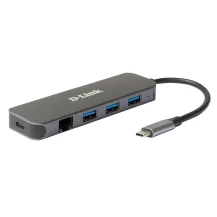 D-Link DUB-2334 replicatore di porte e docking station per laptop Cablato USB tipo-C Grigio (5-IN-1 USB-C HUB - W 1G ETHERNET/POWER DELIVERY) [DUB-2334]