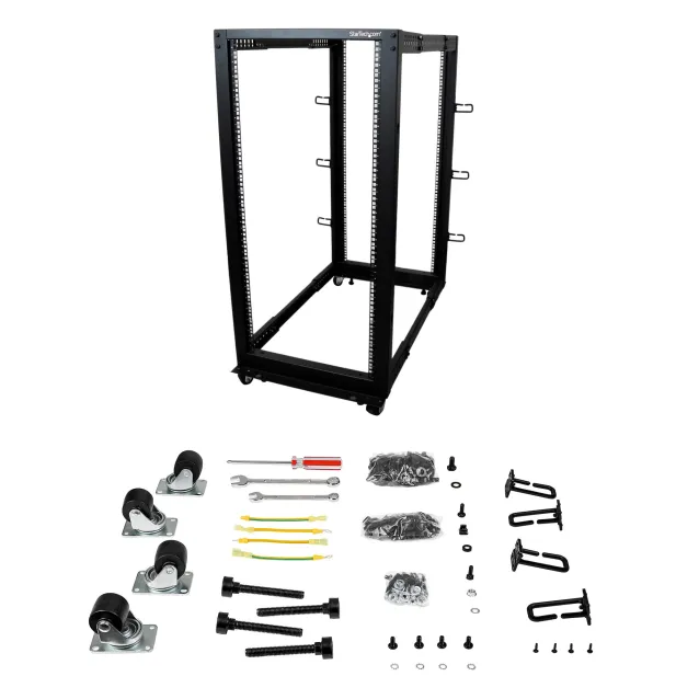 StarTech.com Server Rack a 4 Montanti 25U Open Frame, Armadio di Rete 19