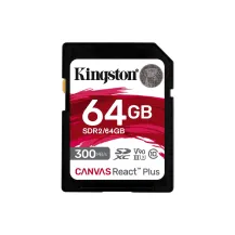 Memoria flash Kingston Technology Canvas React Plus 64 GB SD UHS-II Classe 10 (64GB SDXC REACT PLUS - 300R/260W U3 V90 FULL HD/4K/8K) [SDR2/64GB]