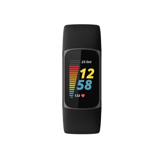 Rilevatore di attività Fitbit Charge 5 AMOLED Braccialetto per rilevamento Nero, Grafite [421BKBK]