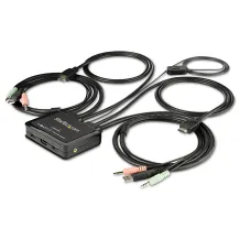 StarTech.com Switch KVM HDMI a 2 porte 4K 60Hz - compatto doppia porta UHD/Ultra HD USB con cavi da 4 piedi integrati e audio Alimentazione tramite bus commutazione remota MacBook ThinkPad (2 PORT 60HZ OS INDEPENDENT [SV211HDUA4K]