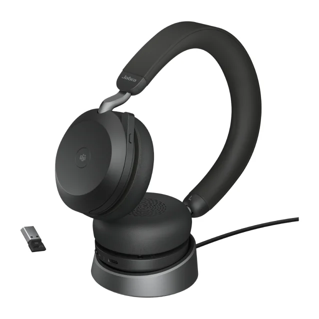 Cuffia con microfono Jabra Evolve2 75 Auricolare Wireless A Padiglione Ufficio Bluetooth Base di ricarica Nero [27599-999-989]