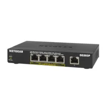 Switch di rete NETGEAR GS305Pv2 Non gestito Gigabit Ethernet [10/100/1000] Supporto Power over [PoE] Nero (5PT GE UNMANAGED SWCH W/ POE+ - ) [GS305P-200UKS]