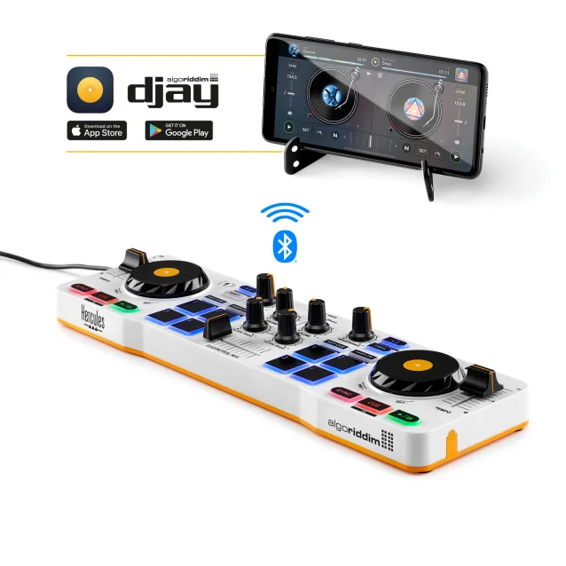 Controller per DJ Hercules DJControl Control MIX Bluetooth Pour Smartphone et tablettes ( Andoid e 2 canali Nero, Bianco, Giallo [SS-1942]