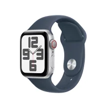 Smartwatch Apple Watch SE [GPS + Cellular] - 2nd generation 40 mm silver aluminium smart watch with sport band fluoroelastomer storm blue size: S/M 32 GB LTE, Wi-Fi 4, Bluetooth 4G 27.8 g [MRGJ3QA/A]