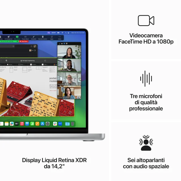 Notebook Apple MacBook Pro 14'' M3 chip con 12‑core CPU e 18‑core GPU, 1TB SSD - Argento [MRX73T/A]