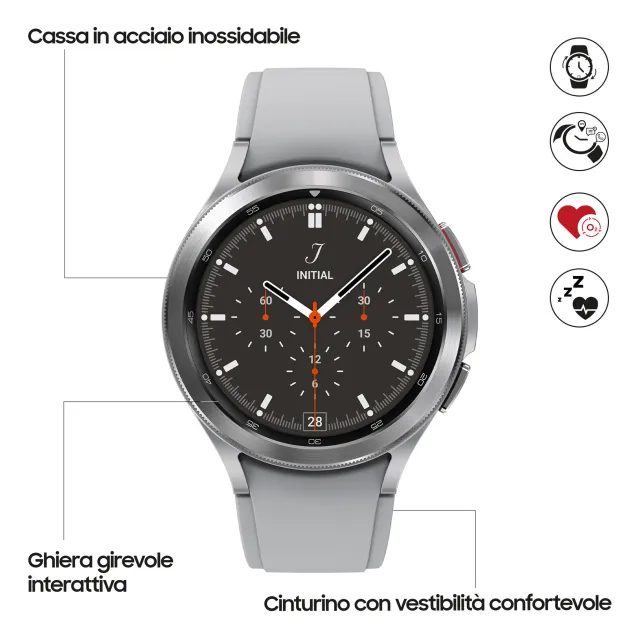 Samsung Galaxy Watch4 Classic Smartwatch Ghiera Interattiva Acciaio Inossidabile 46mm Memoria 16GB Silver [SM-R890NZSAITV]