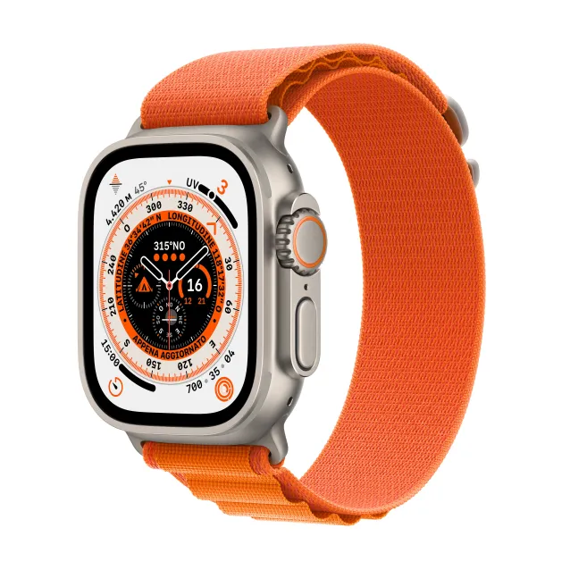 Smartwatch Apple Watch Ultra GPS + Cellular, 49mm Cassa in Titanio con Cinturino Alpine Loop Arancione - Medium