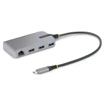 StarTech.com Hub USB-C con Etherenet a 3 porte - 3x USB-A, Gigabit Ethernet RJ45, USB 3.0 5Gbps, alimentazione tramite bus, cavo lungo 30 cm Adattatore hub Type-C portatile GbE [5G3AGBB-USB-C-HUB]