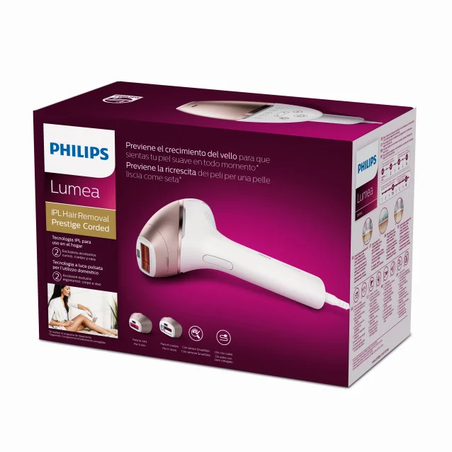 Philips Lumea Prestige Epilatore a Luce Pulsata IPL con SenseIQ e 2 Accessori Intelligenti Corpo Viso BRI945/00