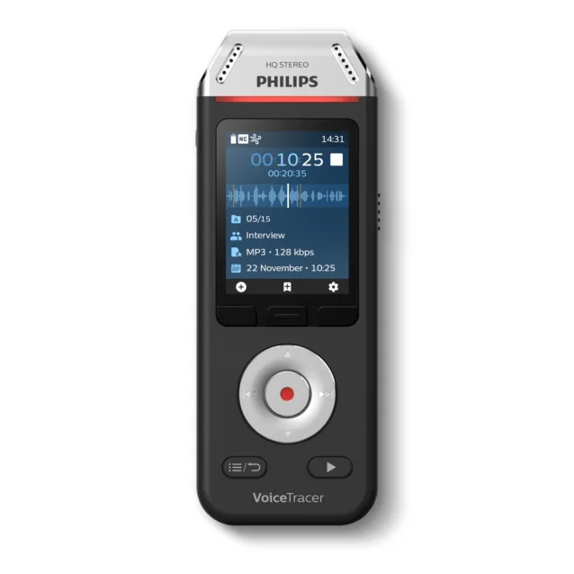 Philips Voice Tracer DVT2810/00 dittafono Flash card Nero, Cromo [DVT2810/00]