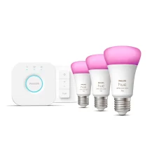 Philips by Signify Hue White and Color ambiance Starter Kit Bridge + 3 Lampadine Smart E27 75W+ Dimmer Switch [929002468804]