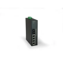 LevelOne 5-Port Fast Ethernet PoE Industrial Switch, 4 PoE Outputs, 802.3at/af PoE, 1 x SC Single-Mode Fiber, 30km, 126W, -40°C to 75°C