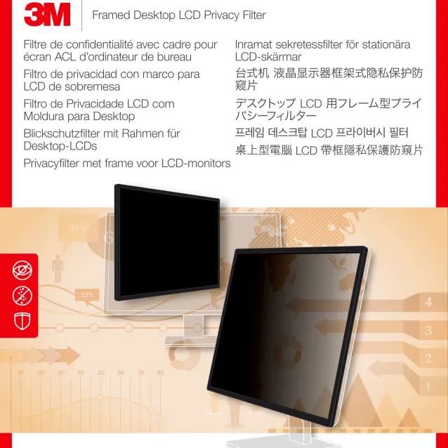 Schermo antiriflesso 3M Filtro Privacy con cornice per monitor widescreen da 20