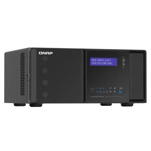QNAP QGD-3014-16PT-8G switch di rete Gestito Gigabit Ethernet (10/100/1000) Supporto Power over (PoE) Nero [QGD-3014-16PT-8G]