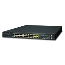 PLANET SGS-6341-24P4X switch di rete Gestito L3 Gigabit Ethernet [10/100/1000] Supporto Power over [PoE] 1U Nero (Layer 3 24-Port 10/100/1000T - 802.3at POE + 4-Port 10G SFP+ Stackable Managed Switch [370W, Multicast Routing: PIM-DM/SM, [SGS-6341-24P4X]