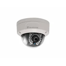 LevelOne GEMINI Fixed Dome IP Network Camera, 5-Megapixel, 802.3af PoE, IR LEDs, Indoor/Outdoor, two-way audio, Vandalproof