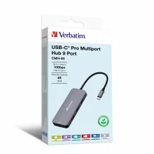 Hub USB Verbatim CMH-09 tipo-C 10000 Mbit/s Argento (VERBATIM USB-C PRO MULTIPORT HUB 9 PORT CMH-09) [32152]