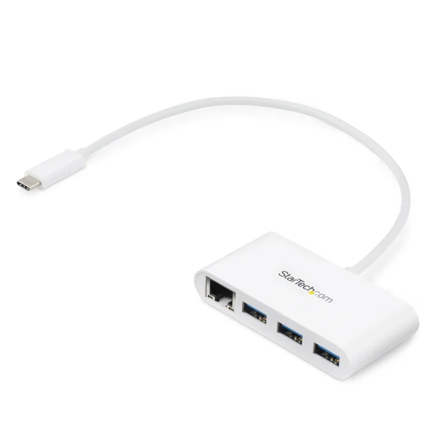 StarTech.com Hub USB 3.0 (5Gbps) a 3 porte con Gigabit Ethernet - USB-C 3x USB-A Bianco