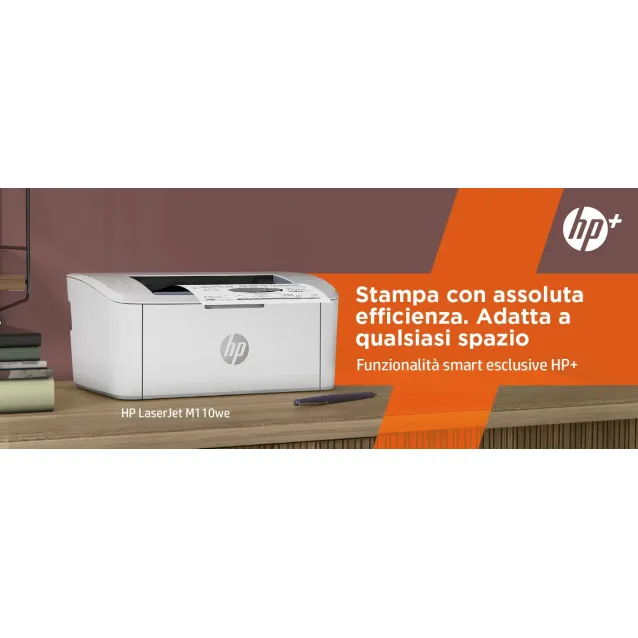 Stampante laser HP LaserJet M110we, Bianco e nero, per Piccoli uffici, Stampa, wireless; HP+; Idonea a Instant Ink