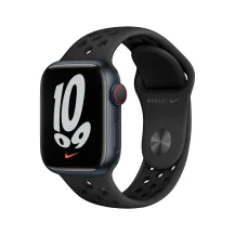 Smartwatch Apple Watch Nike Series 7 GPS + Cellular, 41mm Cassa in Alluminio Mezzanotte con Cinturino Sport Antracite/ Nero [MKJ43TY/A]