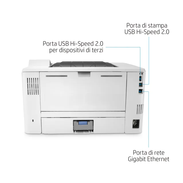 HP 3PZ15A#B19  HP LaserJet Enterprise Stampante Enterprise LaserJet  M406dn, Stampa, Compatta; Avanzate funzionalità di sicurezza; Stampa  fronte/retro; Efficienza energetica; Stampa da porta USB frontale