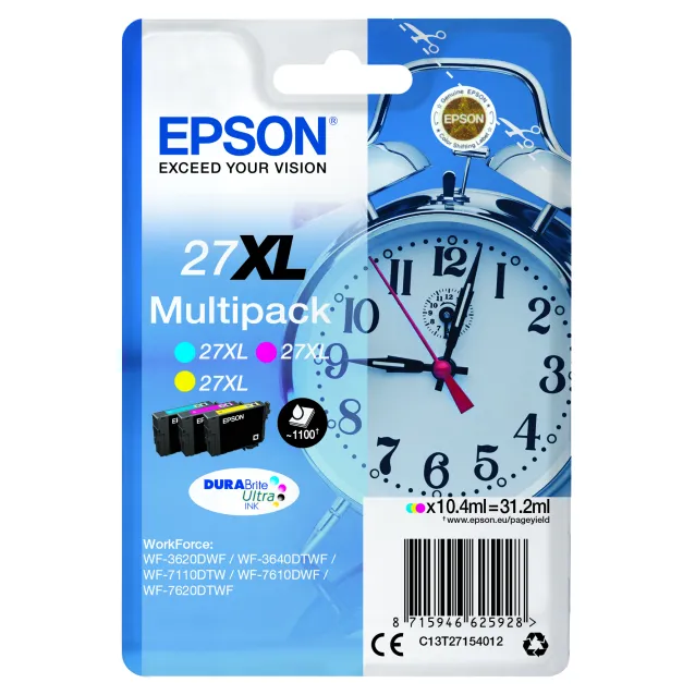 Cartuccia inchiostro Epson Alarm clock Multipack Sveglia 3 colori Inchiostri DURABrite Ultra 27XL [C13T27154022]
