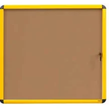 Bi-Office VT6601611511 bacheca per annunci Bacheca fissa Legno Alluminio, Sughero (Bi-Office Ultrabrite Cork Noticeboard Display Case Lockable Yellow Aluminium Frame 12 x A4 - DD) [VT6601611511]