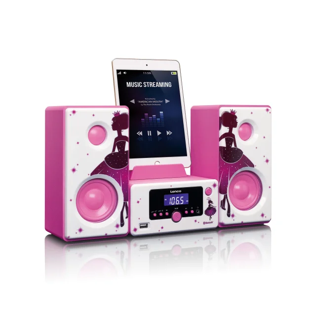 Lenco MC-020 Mini impianto audio domestico 10 W Rosa, Bianco [MC-020P]