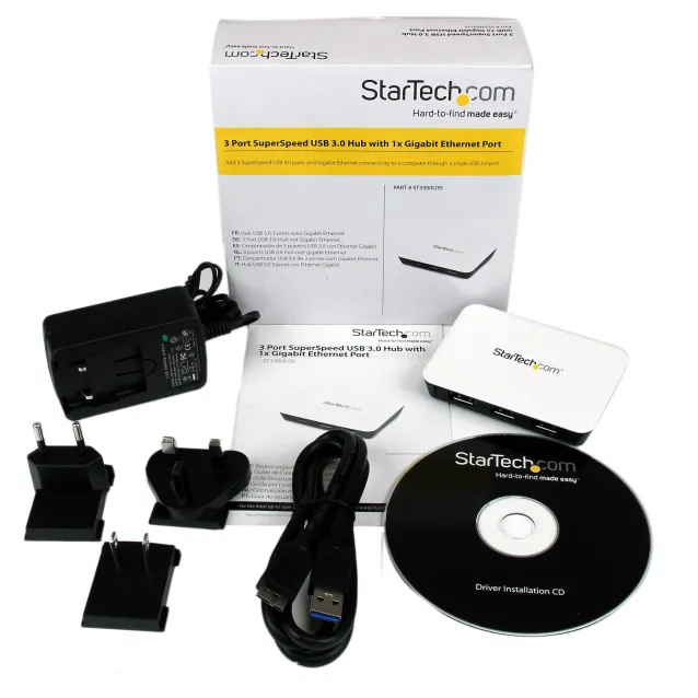 StarTech.com Adattatore di rete NIC USB 3.0 a Ethernet Gigabit con 3 porte  hub - Bianco [ST3300U3S]: info e prezzi