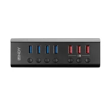 Hub USB Lindy 4 Port 3.0 with 3 Quick Charge Ports 3.2 Gen 1 [3.1 1] Type-B 5000 Mbit/s Nero (4 Quick) [43371]