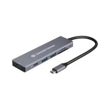 Conceptronic DONN23G replicatore di porte e docking station per laptop Cablato USB 3.2 Gen 1 [3.1 1] Type-C Grigio (Conceptronic 6-in-1 Docking Station; 3.0 x 2; 100W PD; 4K 60Hz HDMI; SD; TF/MicroSD [2Years warranty]) [DONN23G]