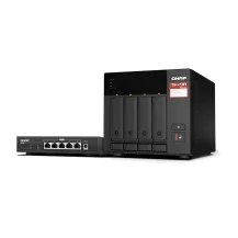 Server NAS QNAP TS-473A + QSW-1105-5T Bundle Pack Tower Collegamento ethernet LAN Nero V1500B [TS-473A-SW5T]