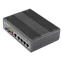 Switch di rete StarTech.com LAN industriale a 6 porte - 4 PoE RJ45 + 2 slot SFP 30W 10/100/1000Mbps Power over Ethernet Commutatore/Hub gigabit switch Montabile su guida DIN / -40°C to 75°C (INDUSTRIAL 5 PORT GIGABIT ETHERNET SWITCH) [IES1G52UP12V]