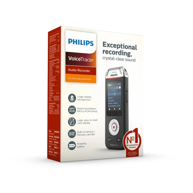 Philips Voice Tracer DVT2110/00 dittafono Flash card Nero, Cromo [DVT_2110]