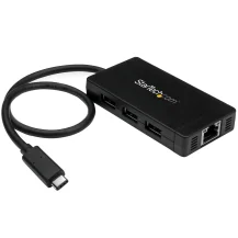 StarTech.com Hub USB 3.0 (5Gbps) a 3 porte con USB-C e Ethernet Gigabit - Include Adattatore di Alimentazione [HB30C3A1GE]